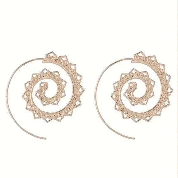 Boho Spiral Gold Earrings - Picture 1 of 1